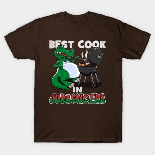 Best Cook In Jurassic Era Dinosaur Chef Trex Grilling Meat BBQ T-Shirt